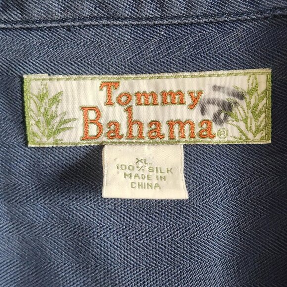 Tommy Bahama Shirt Mens XL Blue Silk Floral Hawaiian Button Up Camp Casual - Picture 4 of 9